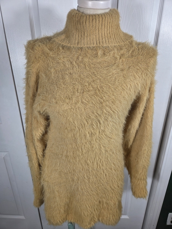 Free People Sweaters - Free People Mustard Eyelash Knit Turtleneck Sweater Women’s Small Petite Cozy